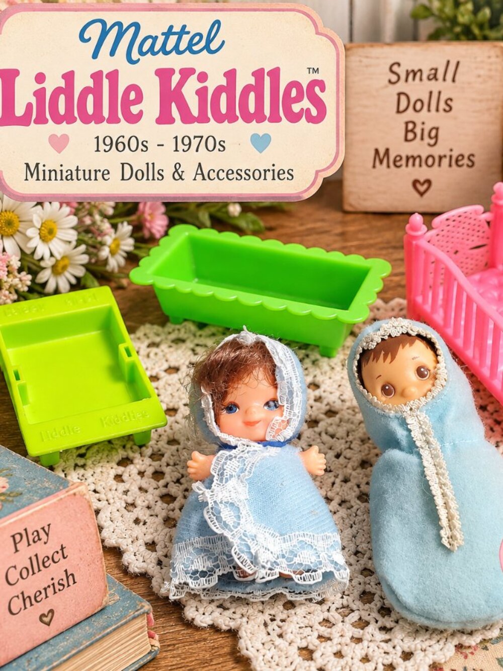 Vintage 1960s-70s Mattel Liddle Kiddles Miniature Dolls & Accessories Lot